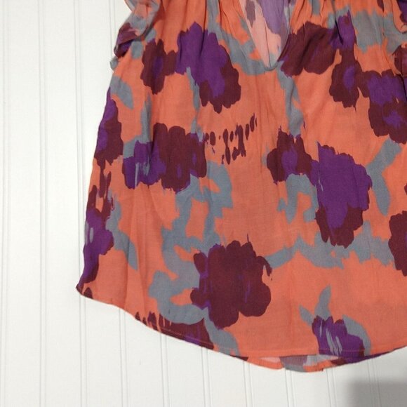 Velvet Graham & Spencer Alva Top Size XS Coral Pink Watercolor Flutter Sleeve - Picture 5 of 10